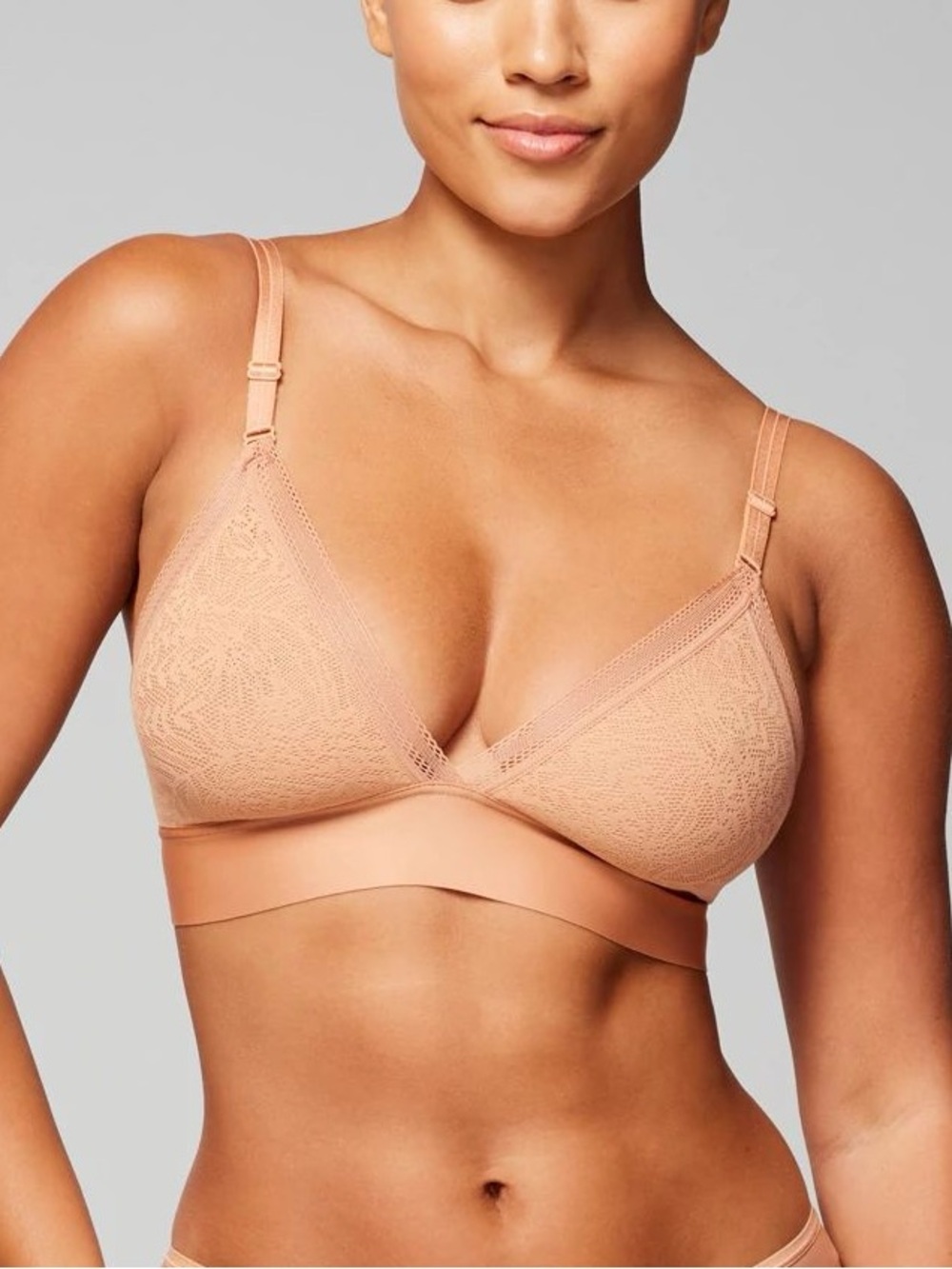 Soma Lace Triangle Soft Wireless Bralette - Peachy Nude Women’s Size XXL